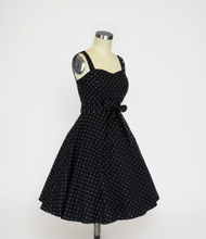 Load image into Gallery viewer, Polka Dot Black &amp; White Sweetheart Cocktail Strap Dress