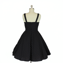 Load image into Gallery viewer, Polka Dot Black &amp; White Sweetheart Cocktail Strap Dress