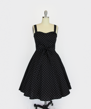 Load image into Gallery viewer, Polka Dot Black &amp; White Sweetheart Cocktail Strap Dress