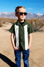 Load image into Gallery viewer, Boy's Bowler Hunter Green Retro Cotton Top
