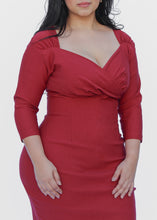 Load image into Gallery viewer, Fitted Burgundy Bodycon Dress