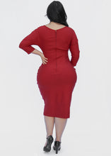 Load image into Gallery viewer, Fitted Burgundy Bodycon Dress