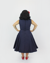 Load image into Gallery viewer, Navy Blue Sweetheart Sleeveless Circle Dress| Retro Cocktail Party Dress