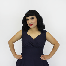 Load image into Gallery viewer, Navy Blue Sweetheart Sleeveless Circle Dress| Retro Cocktail Party Dress