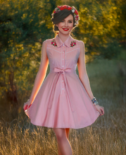 Load image into Gallery viewer, Pink Gingham Sleeveless | Western Rockabilly Dress