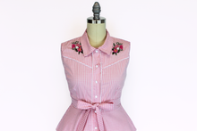 Load image into Gallery viewer, Pink Gingham Sleeveless | Western Rockabilly Dress
