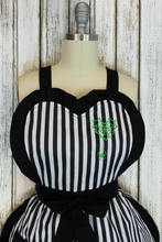 Load image into Gallery viewer, Gothic Glam Apron with Neon Green Spiderweb Heart Detail