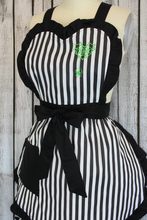 Load image into Gallery viewer, Gothic Glam Apron with Neon Green Spiderweb Heart Detail