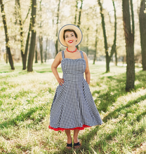 Load image into Gallery viewer, Flirty &amp; Fun Black &amp; White Gingham Dress Full Circle Skirt XS-3XL