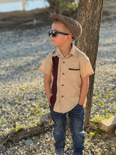 Load image into Gallery viewer, Boy's Bowler Tan Retro Cotton Top