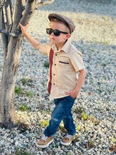 Load image into Gallery viewer, Boy's Bowler Tan Retro Cotton Top