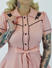 Load image into Gallery viewer, Pink Black Rose Vintage Rockabilly Western Country Women Dress